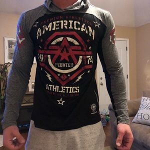 Men’s American fighter long sleeve shirt with hood